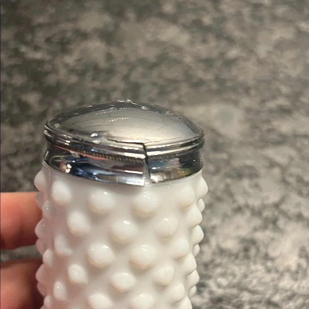 Vintage Fenton White Hobnail Milk Glass Salt and Pepper Shakers.